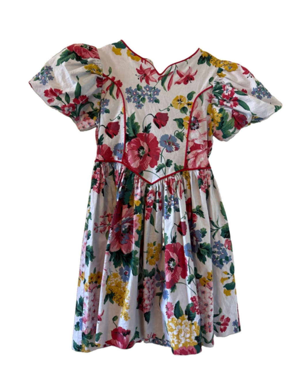 VTG Rare Editions Girls Floral Dress 80’s Zip Back Tie Waist Size 6T